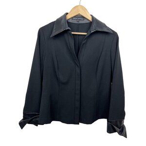 Donna Degnan Stretchy Blouse with‎ leather trim details size 12